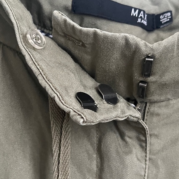 Womens Max Jeans Army Green Drawstring Soft Pant rolled up leg size 6 - Picture 4 of 8